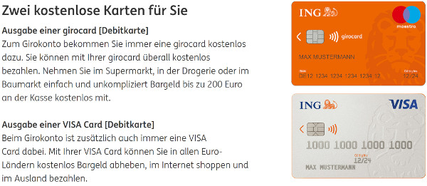 2 kostenlose Karten der ING