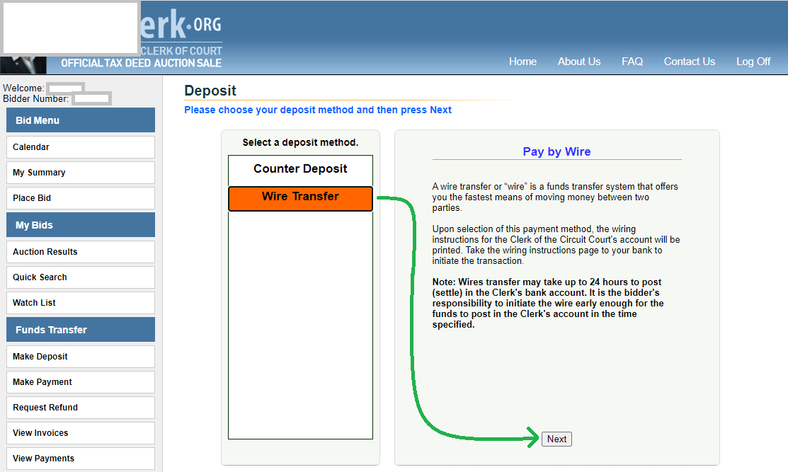 Tax Deed deposit