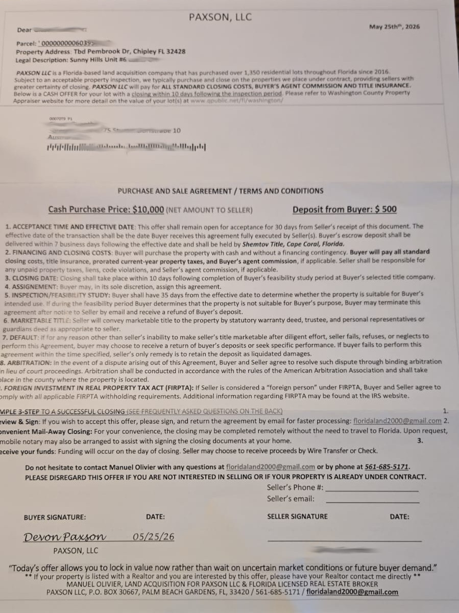 Paxson LLC Letter