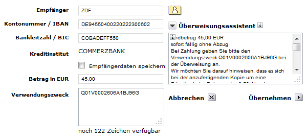 Überweisung dank Überweisungsassistent schneller fertig