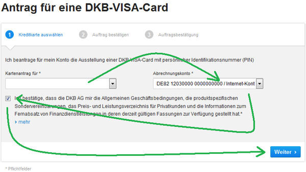 podanie karta visa dkb