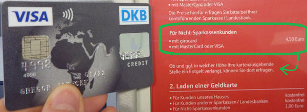 DKB Visa Card am Sparkassen-Geldautomat