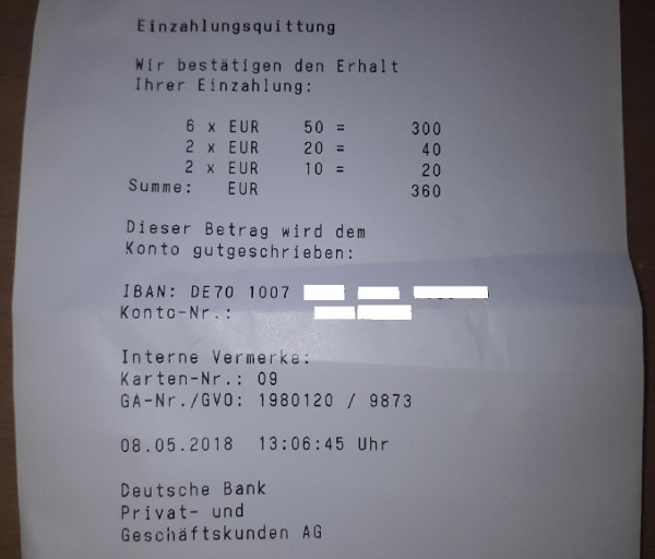 Einzahlung bei der Norisbank