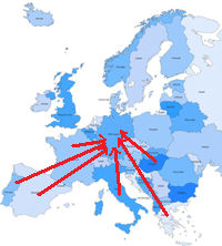 europe map money to germany