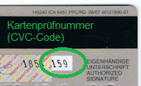 Kartenprüfnummer / CVC-Code