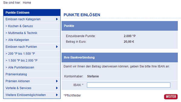 Amex Payback Punkte einlösen 2