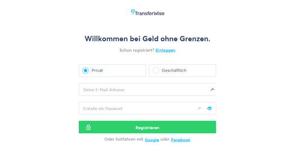 Kontoeröffnung bei TransferWise