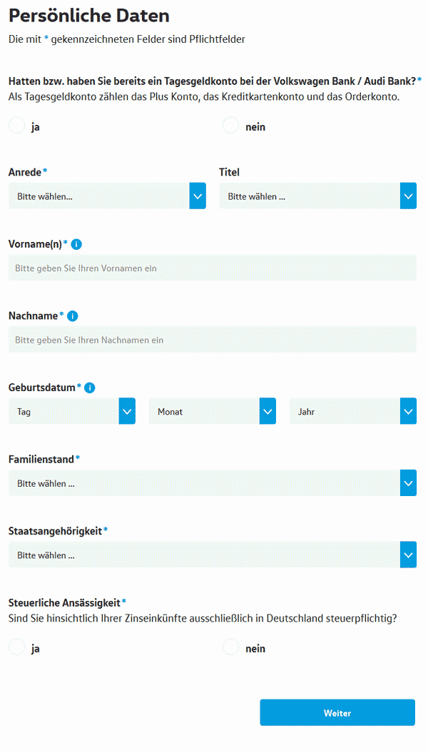 Volkswagenbank Tagesgeldkonto eröffnen 2