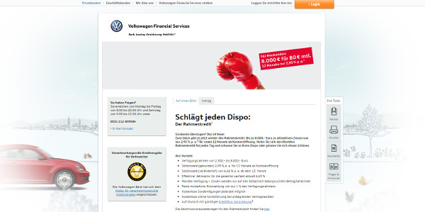 Kreditlinie der VW Bank